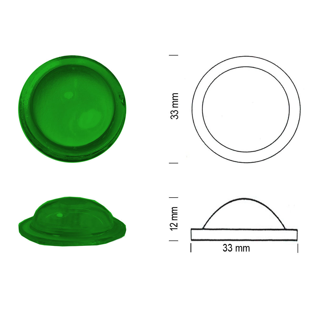 Bleiverglasungsstein Bullauge 33mm smaragdgrün