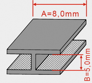 Lead came H flat 8x5 mm, 50kg