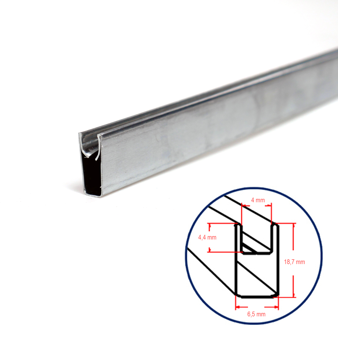 Zinkblech U-Form Randprofil ca. ca. 6,5 x 18,7 mm, ca. 1,8 m