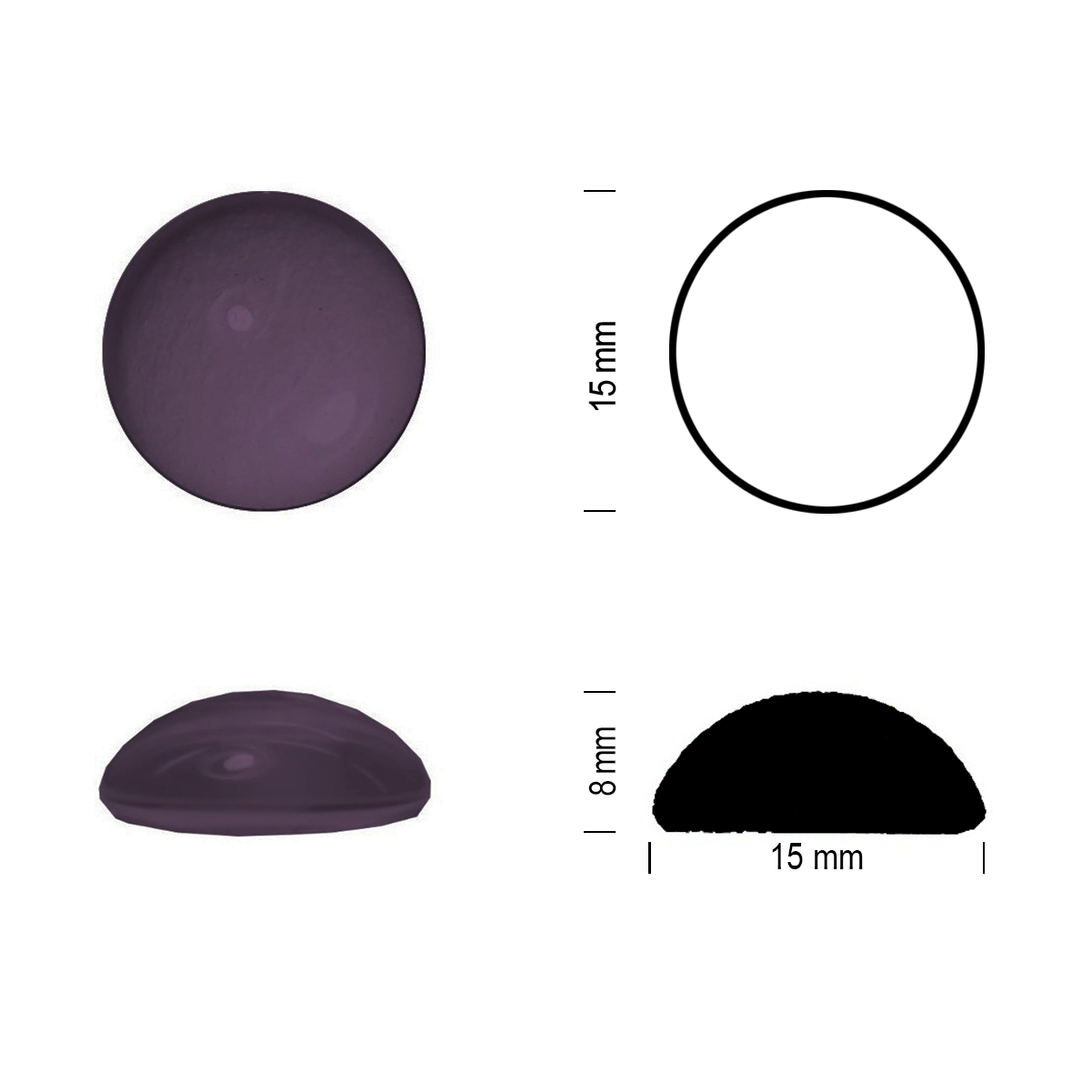 Glasstein Muggel 15mm violett