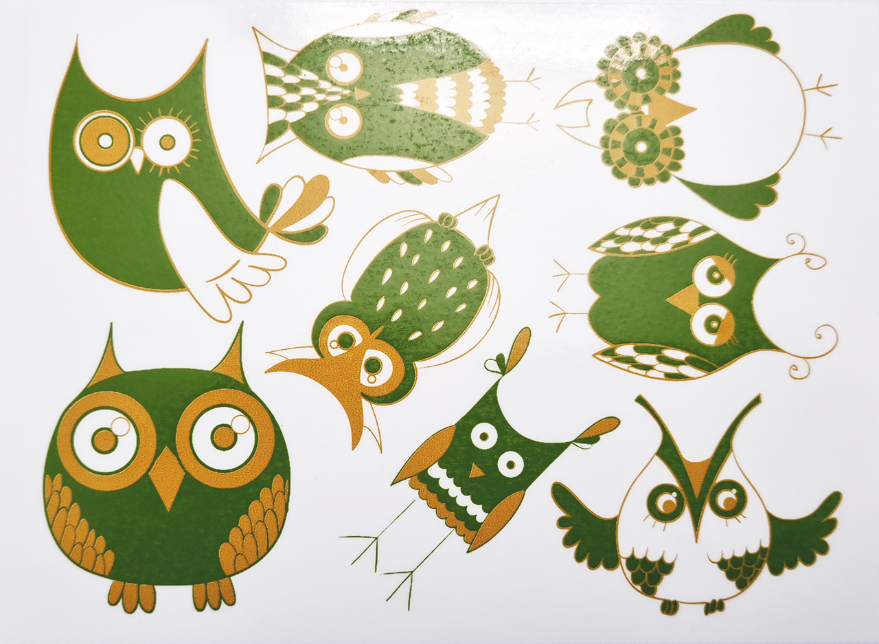 Fusing Decal two color Owl green/gold