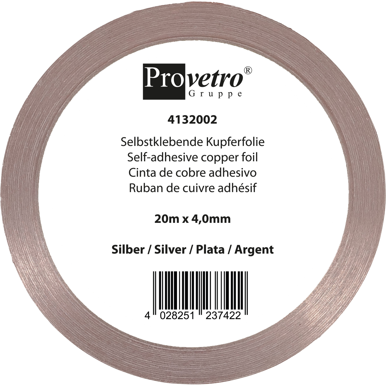 PROVETRO Kupferfolie dünn silber 20m x 4,0mm