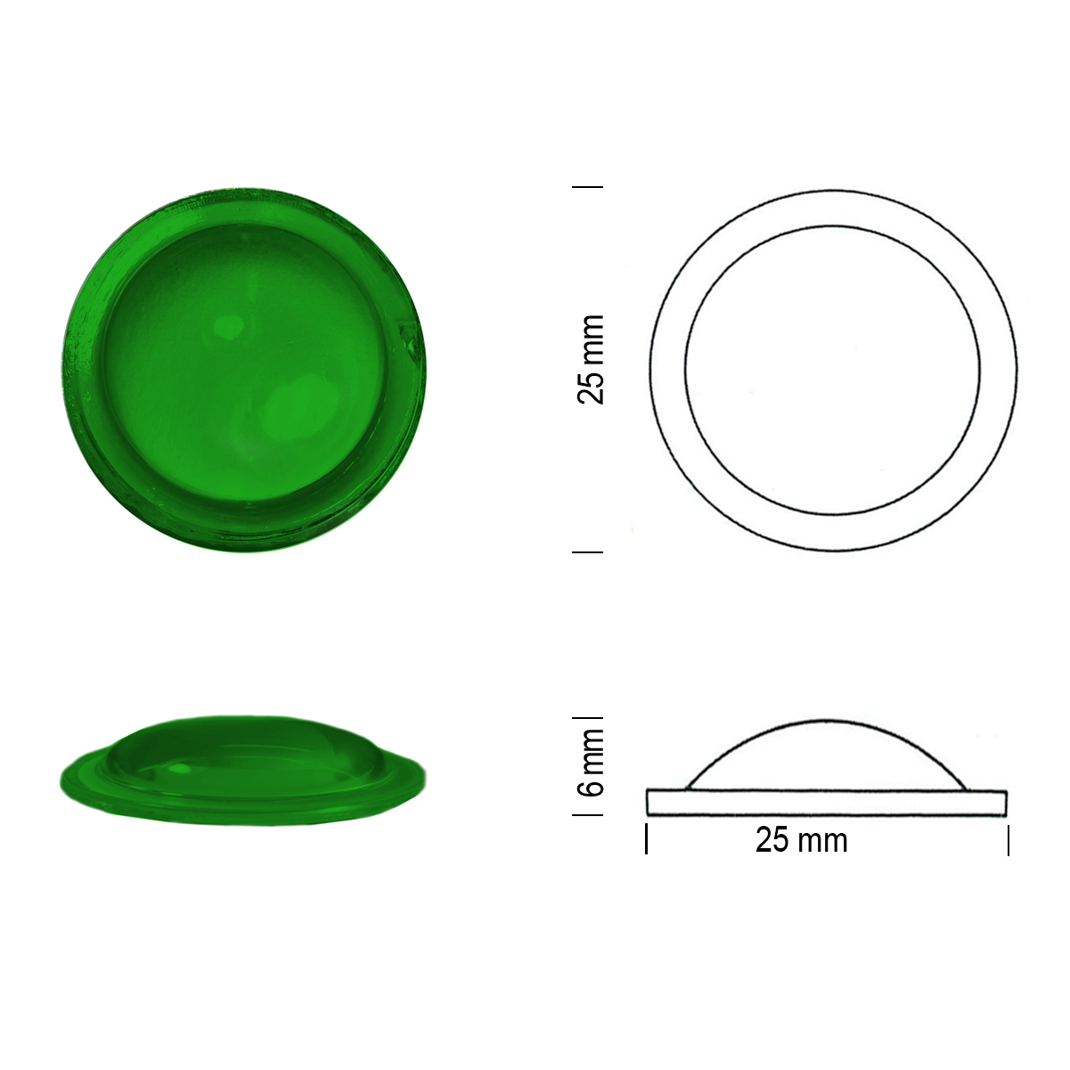 Bleiverglasungsstein Bullauge 25mm smaragdgrün