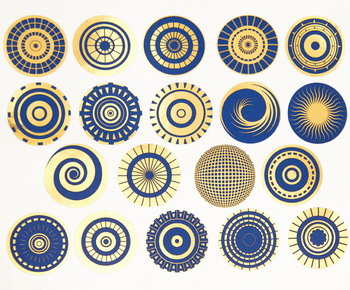 Fusing Decal Kreise Gold+delft blau