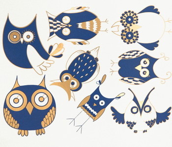 Fusing Decal two color Owl gold