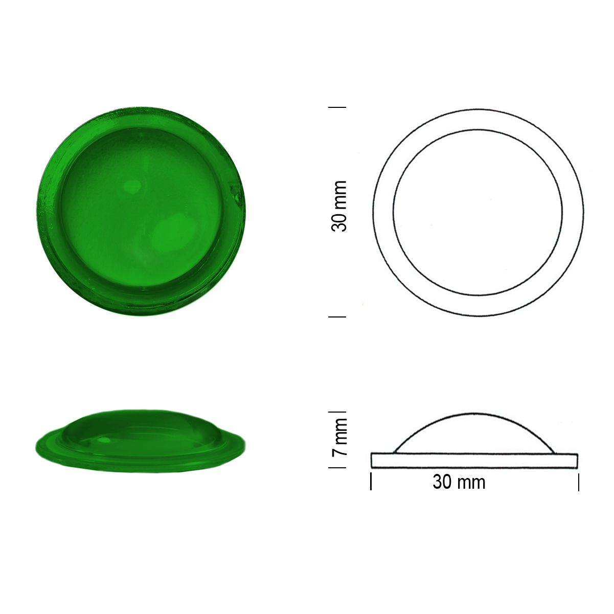 Bleiverglasungsstein Bullauge 30mm smaragdgrün
